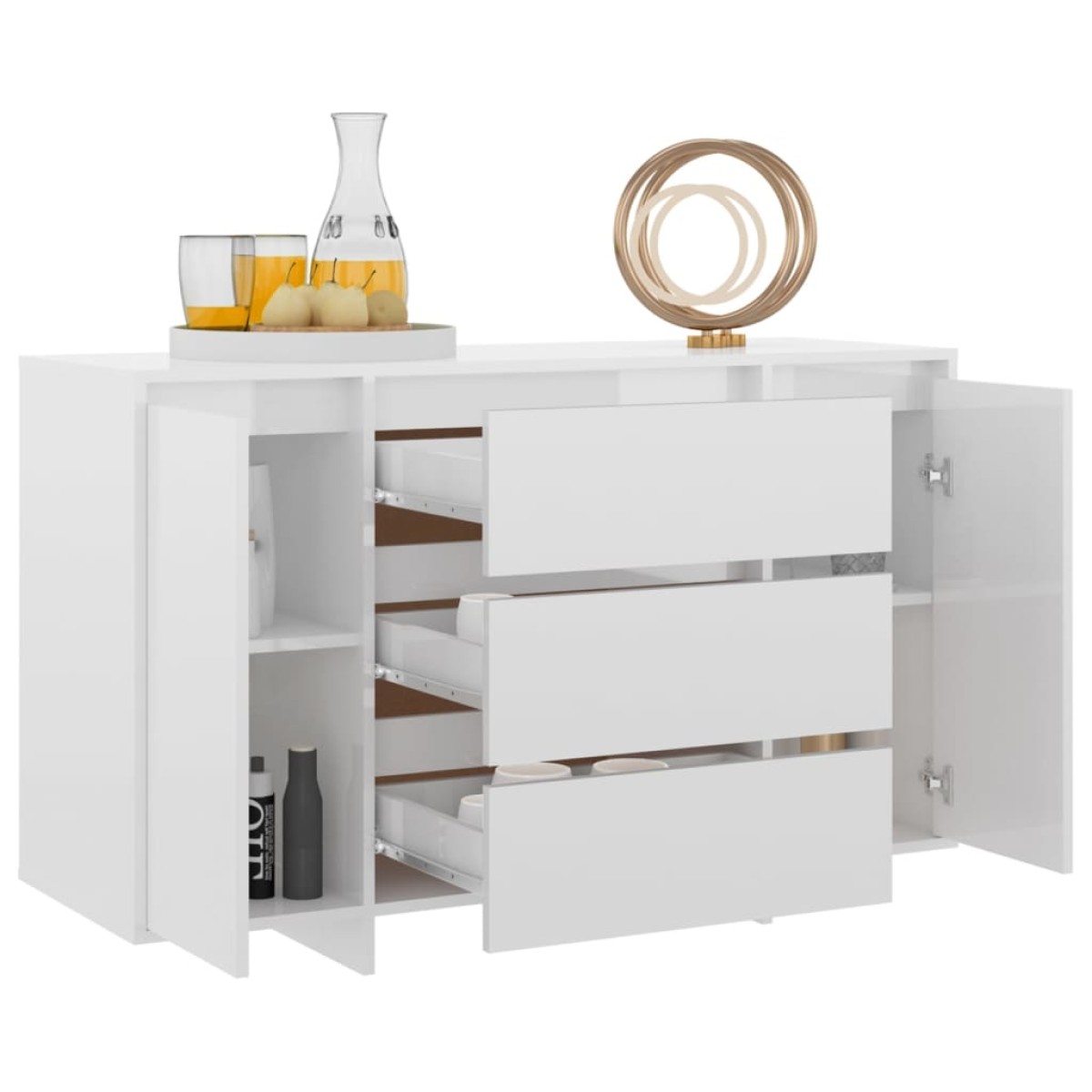 vidaXL Συρταριέρα με 3 Συρτάρια Γυαλ Λευκή 120x41x75εκ από Μοριοσανίδα