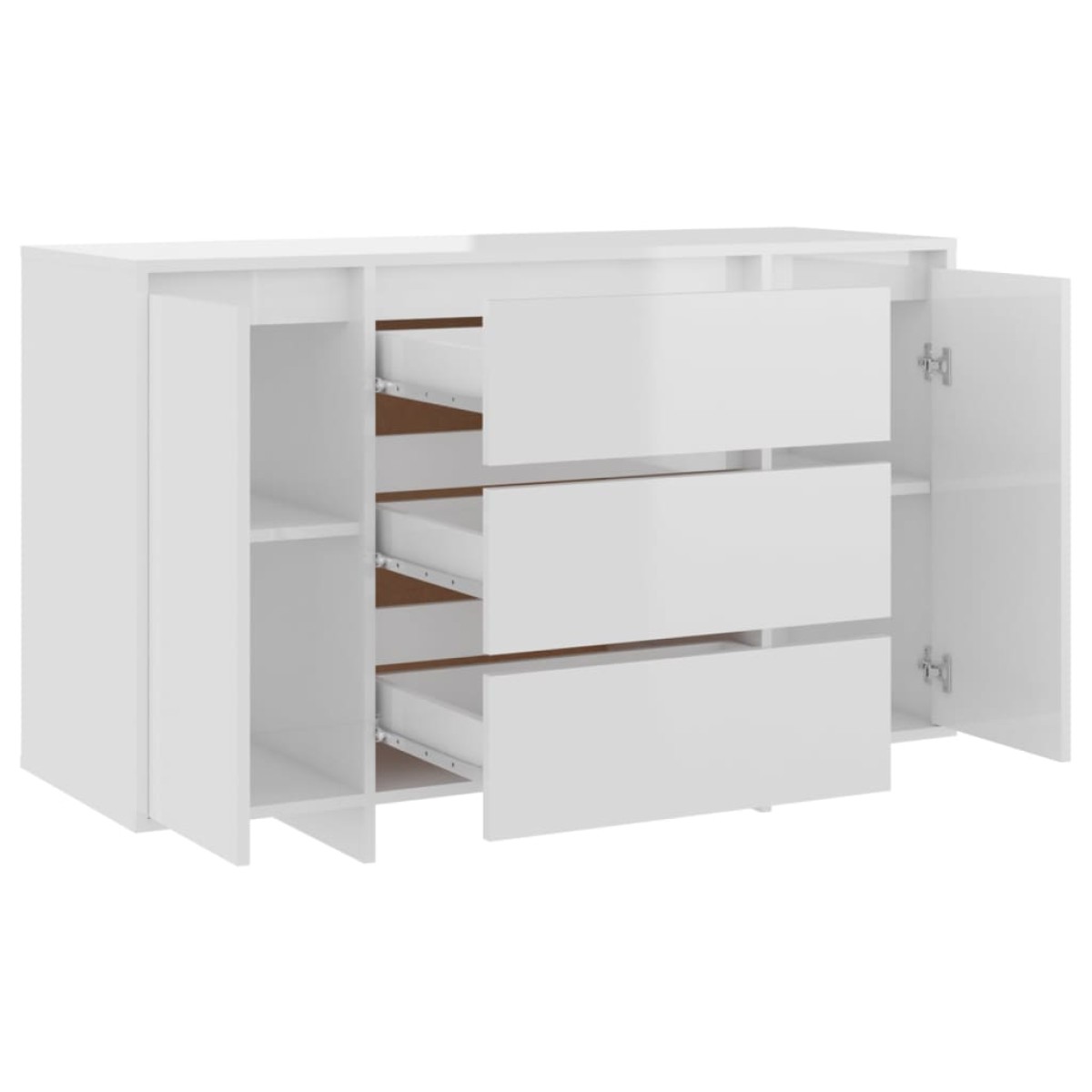 vidaXL Συρταριέρα με 3 Συρτάρια Γυαλ Λευκή 120x41x75εκ από Μοριοσανίδα