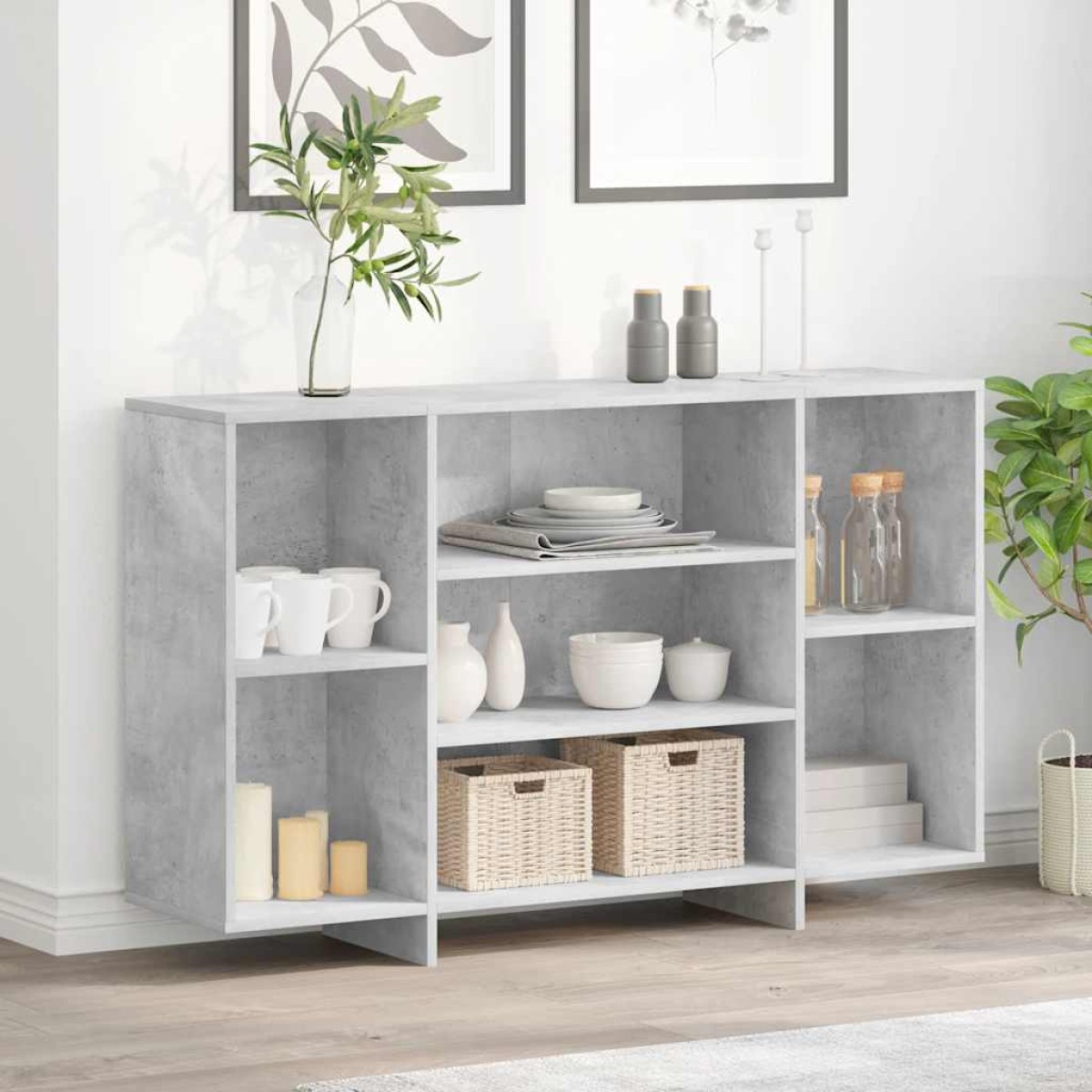 vidaXL Μπουφές Γκρι Σκυροδέματος 120 x 30 x 75 εκ. από Μοριοσανίδα