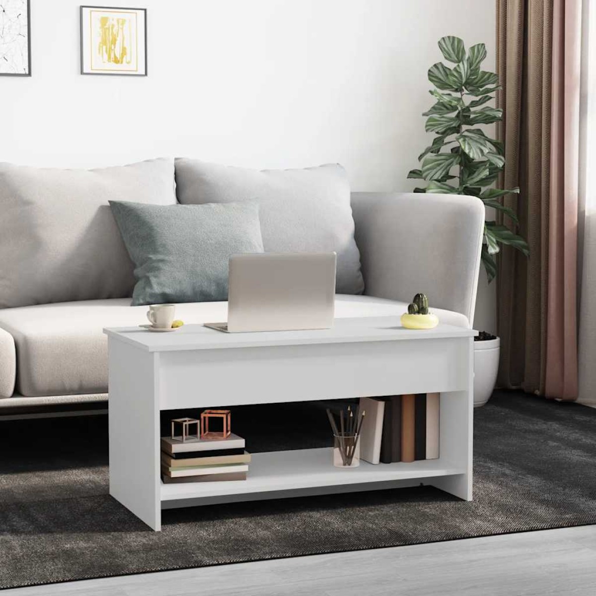 vidaXL Τραπεζάκι Σαλονιού Λευκό 102 x 50 x 52,5 εκ. Επεξεργασμένο Ξύλο