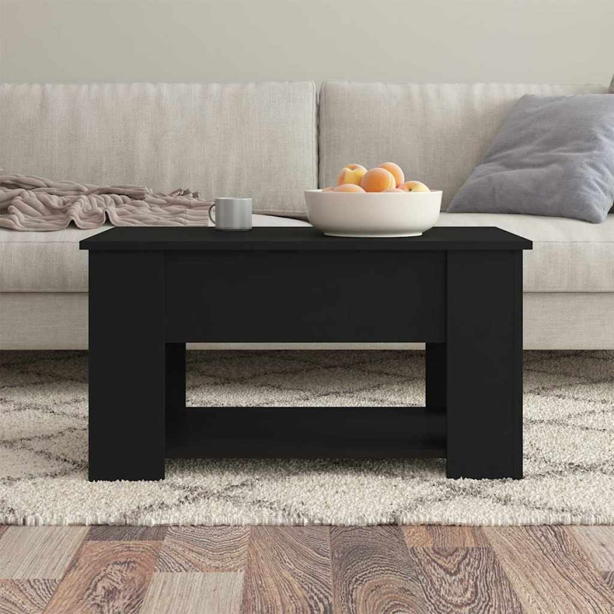 vidaXL Τραπεζάκι Σαλονιού Μαύρο 79 x 49 x 41 εκ. Επεξεργασμένο Ξύλο
