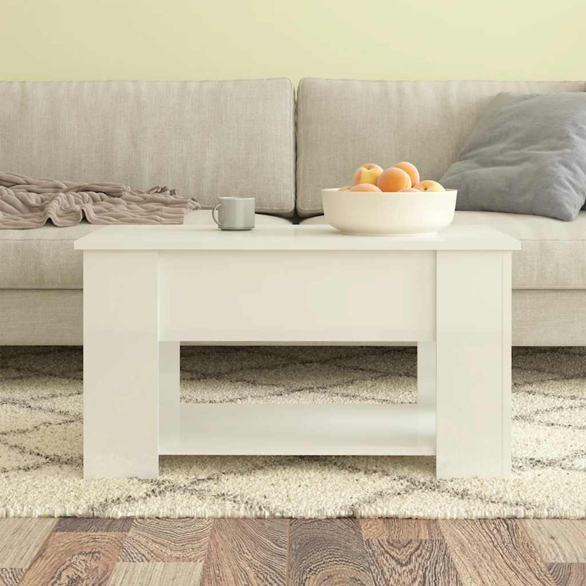vidaXL Τραπεζάκι Σαλονιού Γυαλ. Λευκό 79x49x41 εκ. Επεξεργασμένο Ξύλο