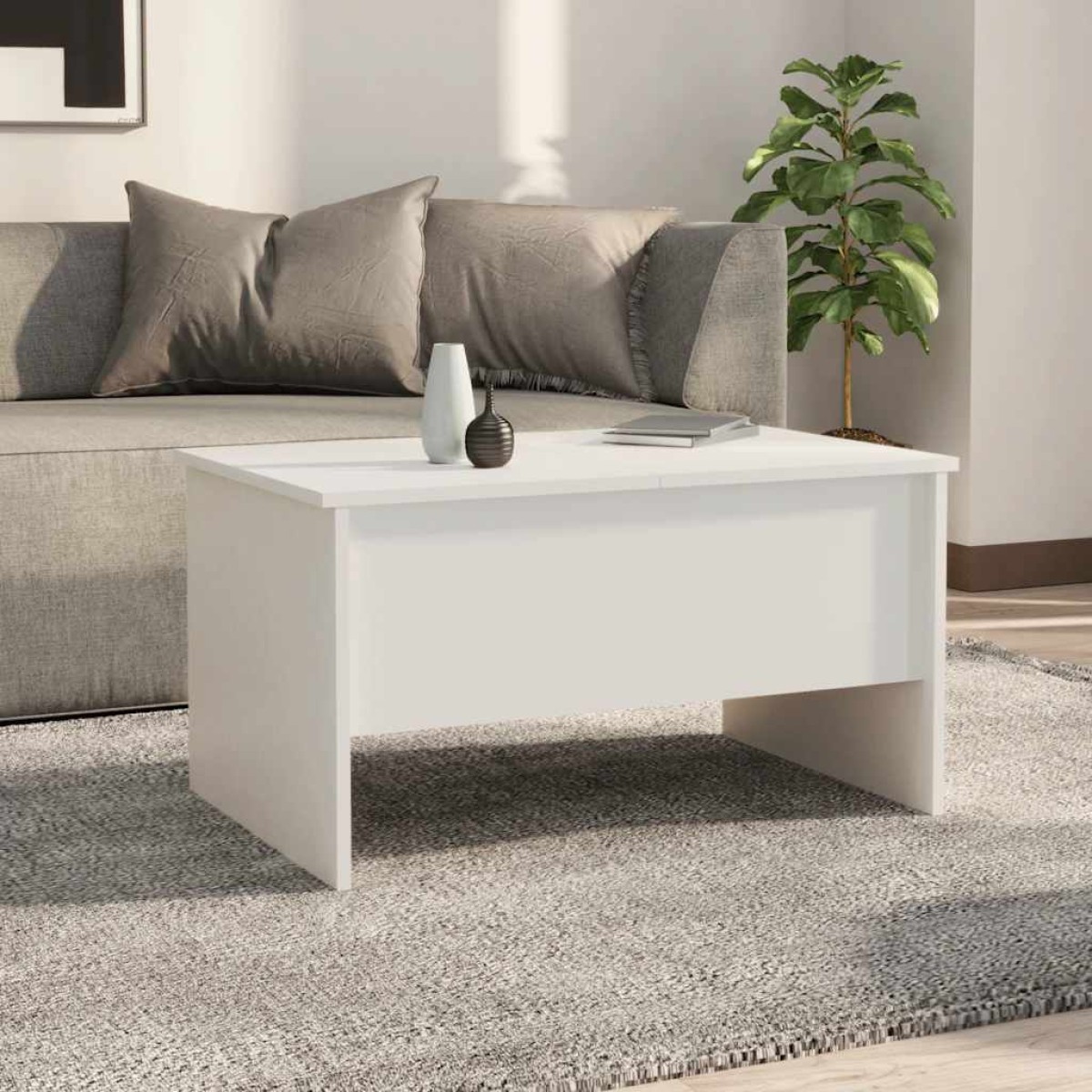vidaXL Τραπεζάκι Σαλονιού Λευκό 80x50x42,5 εκ. Επεξεργασμένο Ξύλο