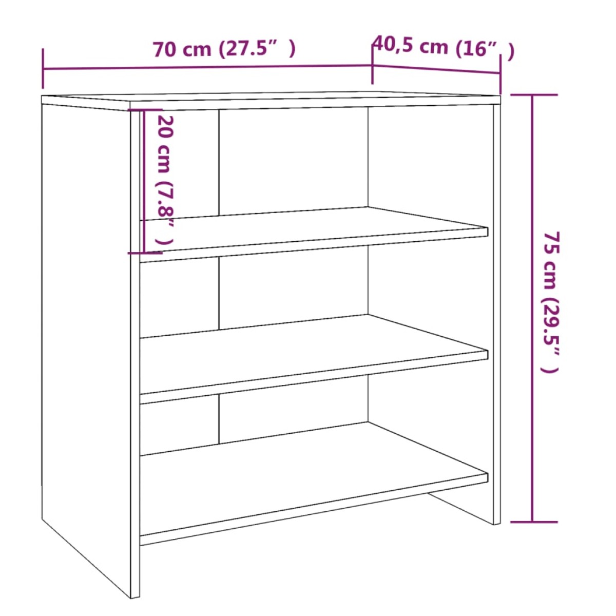 vidaXL Μπουφές Sonoma Δρυς 70 x 40,5 x 75 εκ. από Μοριοσανίδα
