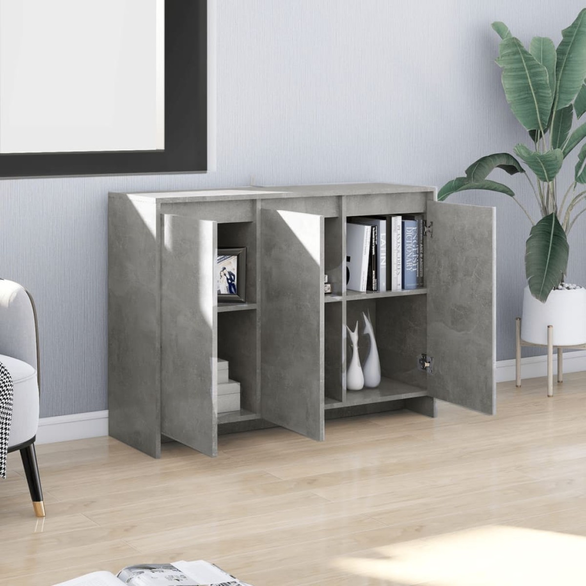 vidaXL Μπουφές Γκρι Σκυροδέματος 102 x 33 x 75 εκ. από Μοριοσανίδα