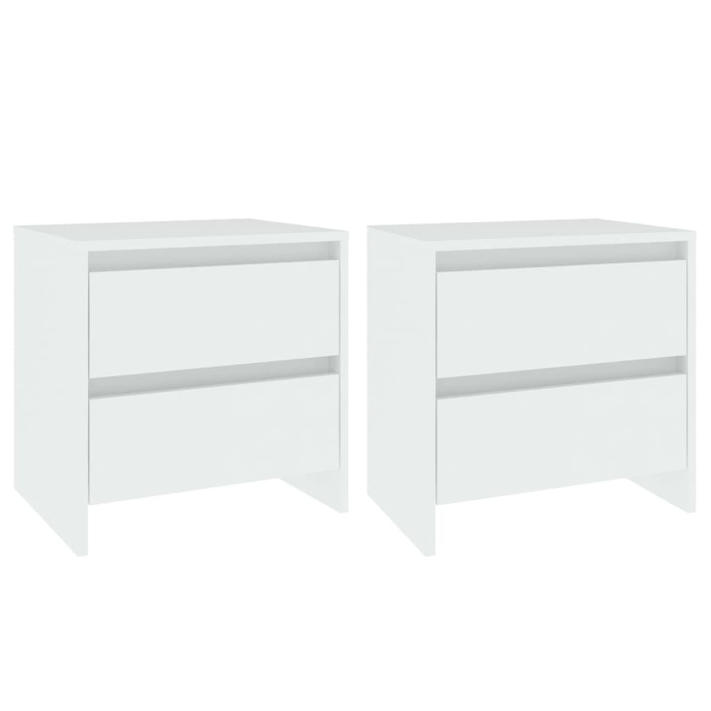 vidaXL Κομοδίνα 2 τεμ. Λευκά 45 x 34,5 x 44,5 εκ. από Επεξ. Ξύλο