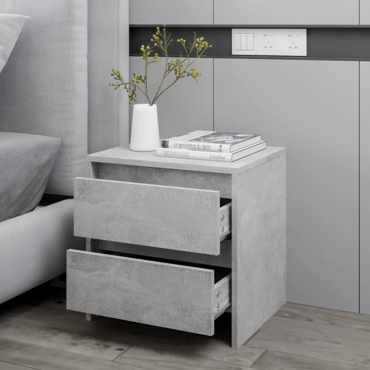 vidaXL Κομοδίνο Γκρι Σκυροδέματος 45 x 34,5 x 44,5 εκ. από Μοριοσανίδα