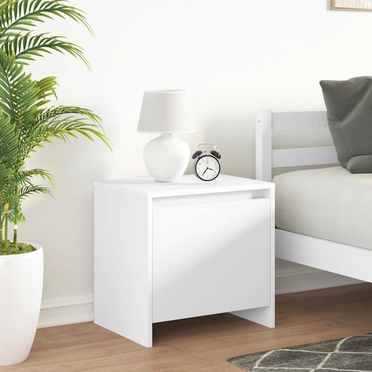 vidaXL Κομοδίνο Λευκό 45 x 34 x 44,5 εκ. από Μοριοσανίδα