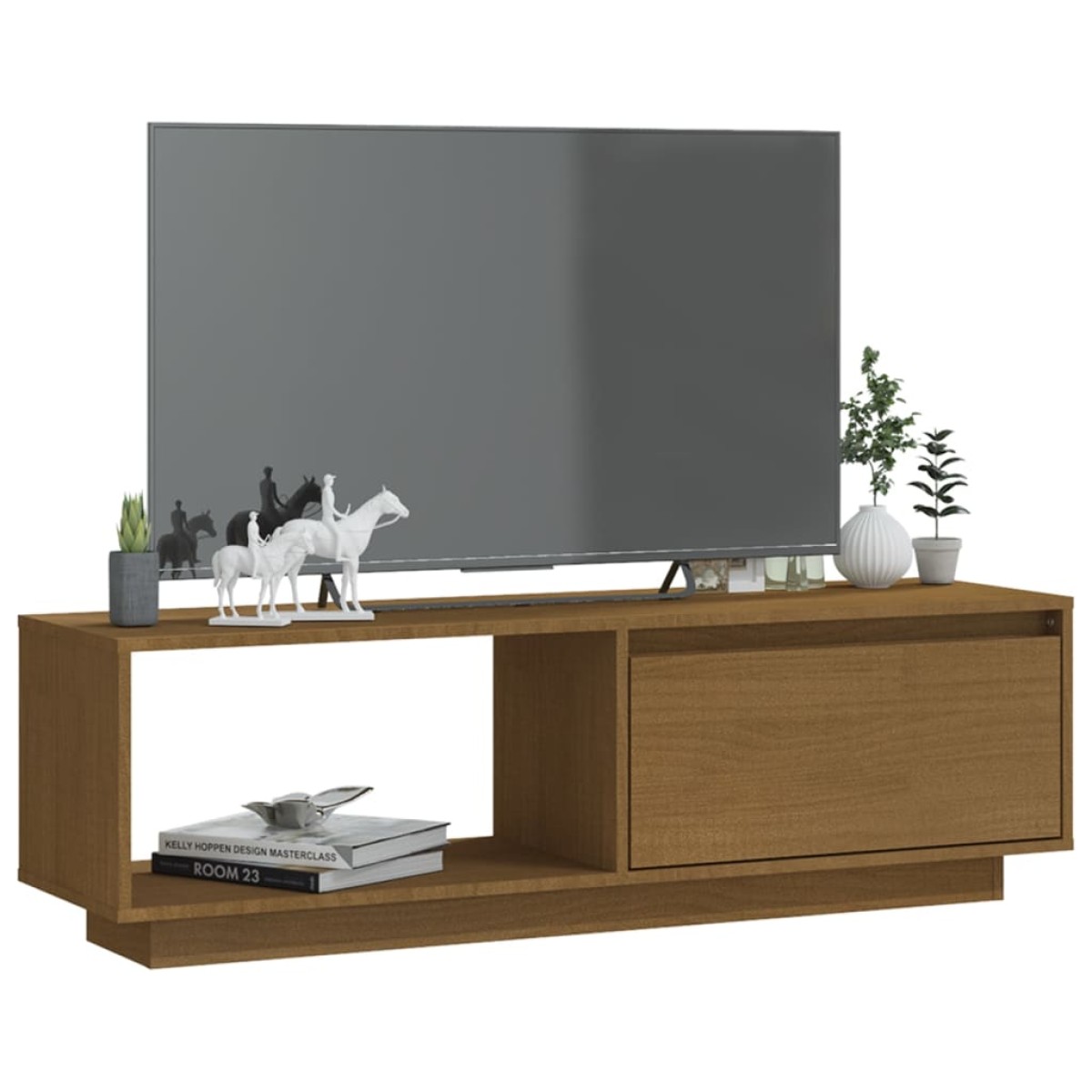 vidaXL Έπιπλο Τηλεόρασης Μελί 110 x 30 x 33,5εκ από Μασίφ Ξύλο Πεύκου