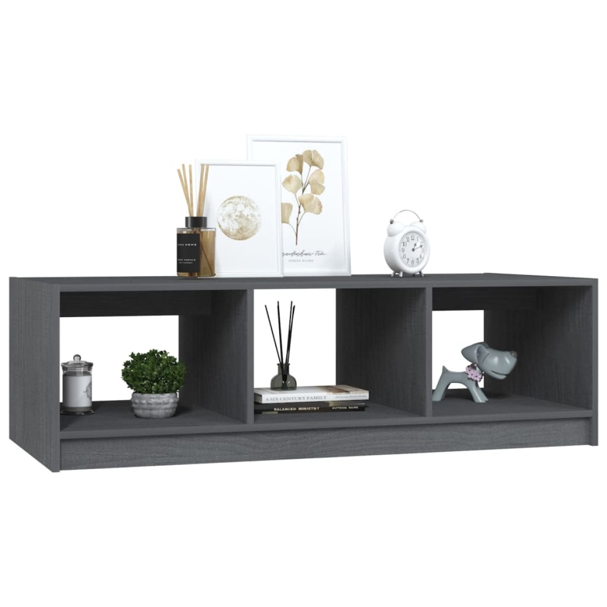 vidaXL Τραπεζάκι Σαλονιού Γκρι 110 x 50 x 34 εκ. από Μασίφ Ξύλο Πεύκου