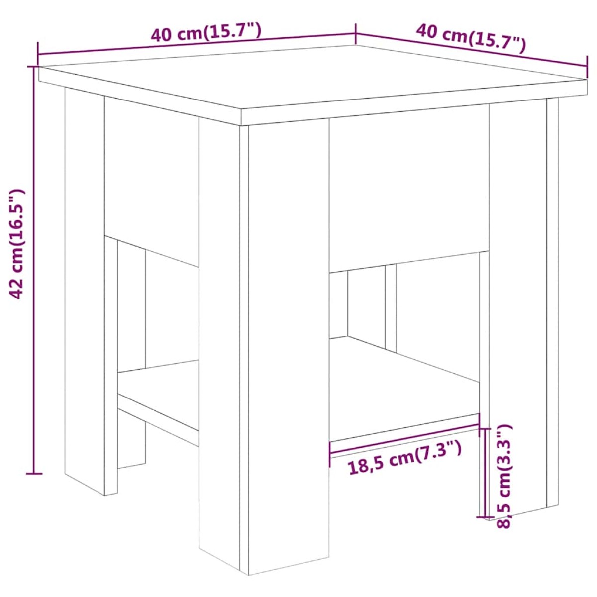 vidaXL Τραπεζάκι Σαλονιού Μαύρο 40 x 40 x 42 εκ. από Συνθετικό Ξύλο