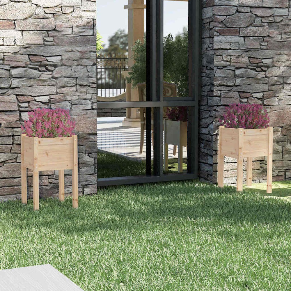 vidaXL Ζαρντινιέρες 2 τεμ. 40 x 40 x 70 εκ. από Μασίφ Ξύλο Πεύκου