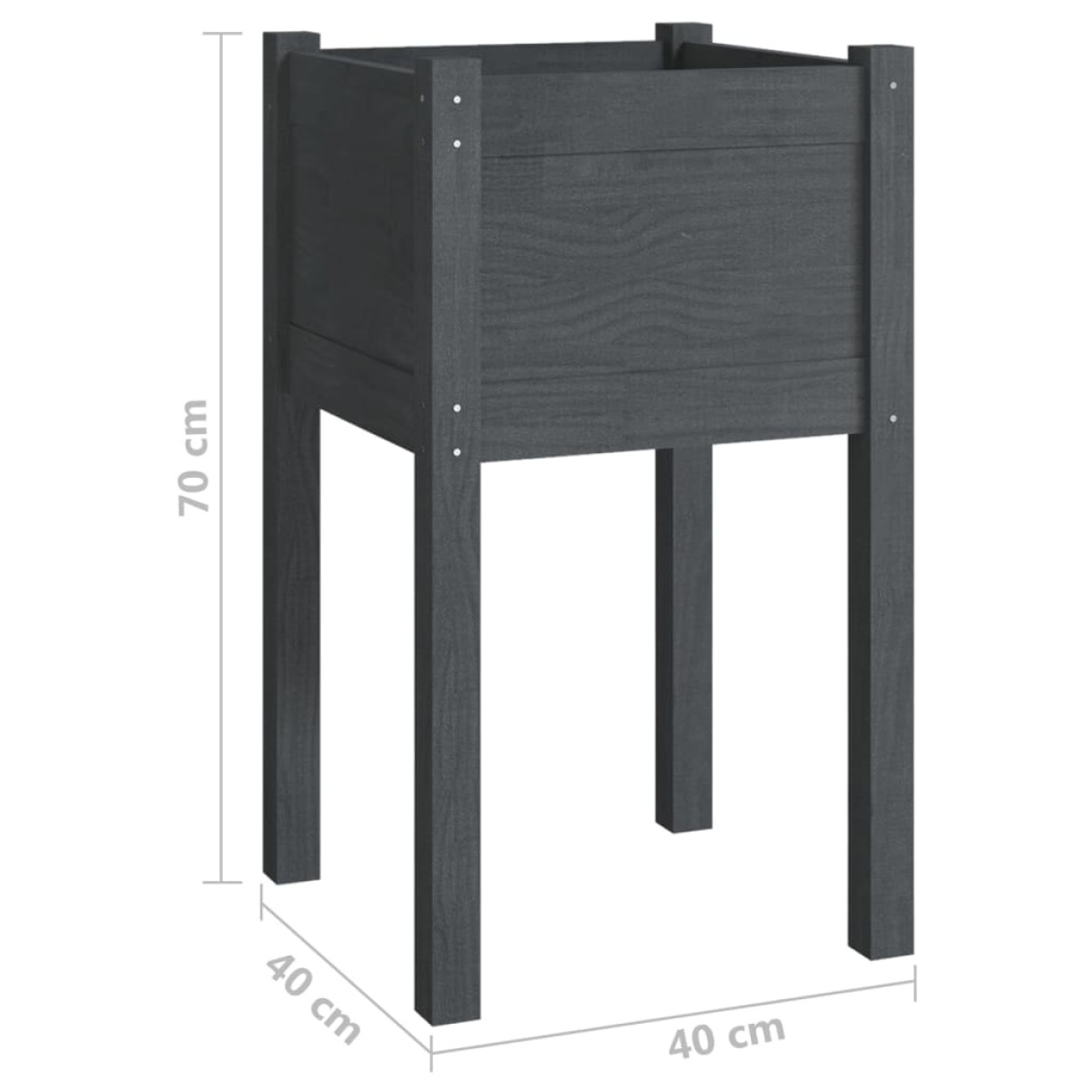 vidaXL Ζαρντινιέρα Κήπου Γκρι 40 x 40 x 70 εκ. από Μασίφ Ξύλο Πεύκου