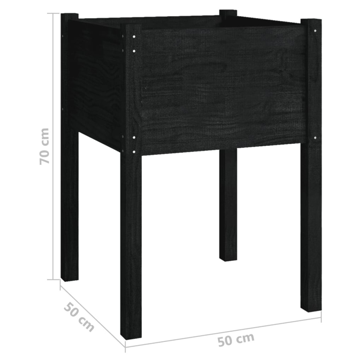 vidaXL Ζαρντινιέρα Μαύρη 50 x 50 x 70 εκ. από Μασίφ Ξύλο Πεύκου