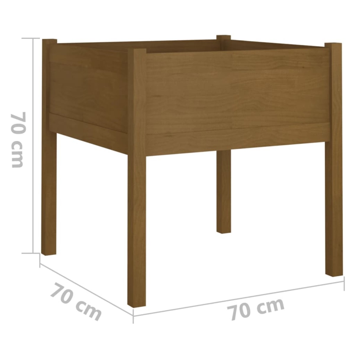 vidaXL Ζαρντινιέρα Καφέ Μελί 70 x 70 x 70 εκ. από Μασίφ Ξύλο Πεύκου