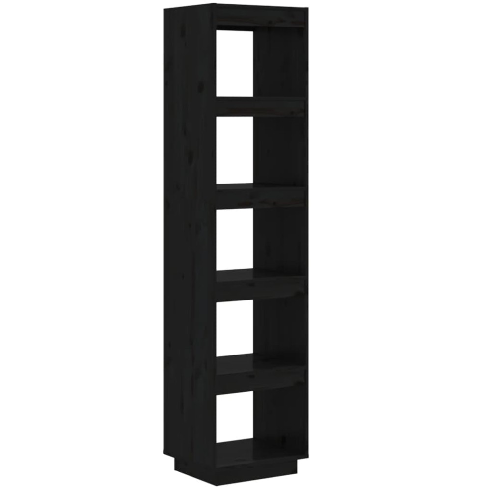vidaXL Βιβλιοθήκη/Διαχωριστικό Χώρου Μαύρο 40x35x167 εκ. Μασίφ Πεύκο