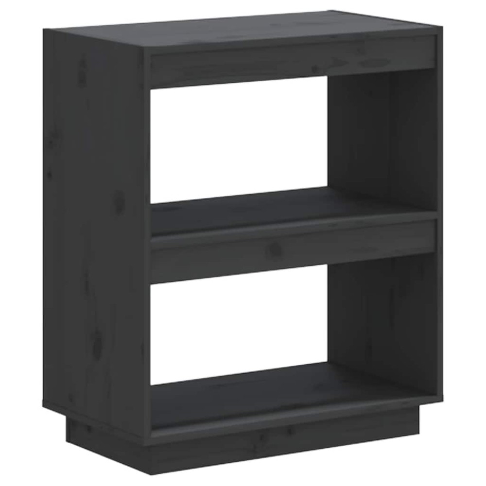vidaXL Βιβλιοθήκη Γκρι 60 x 35 x 71 εκ. από Μασίφ Ξύλο Πεύκου