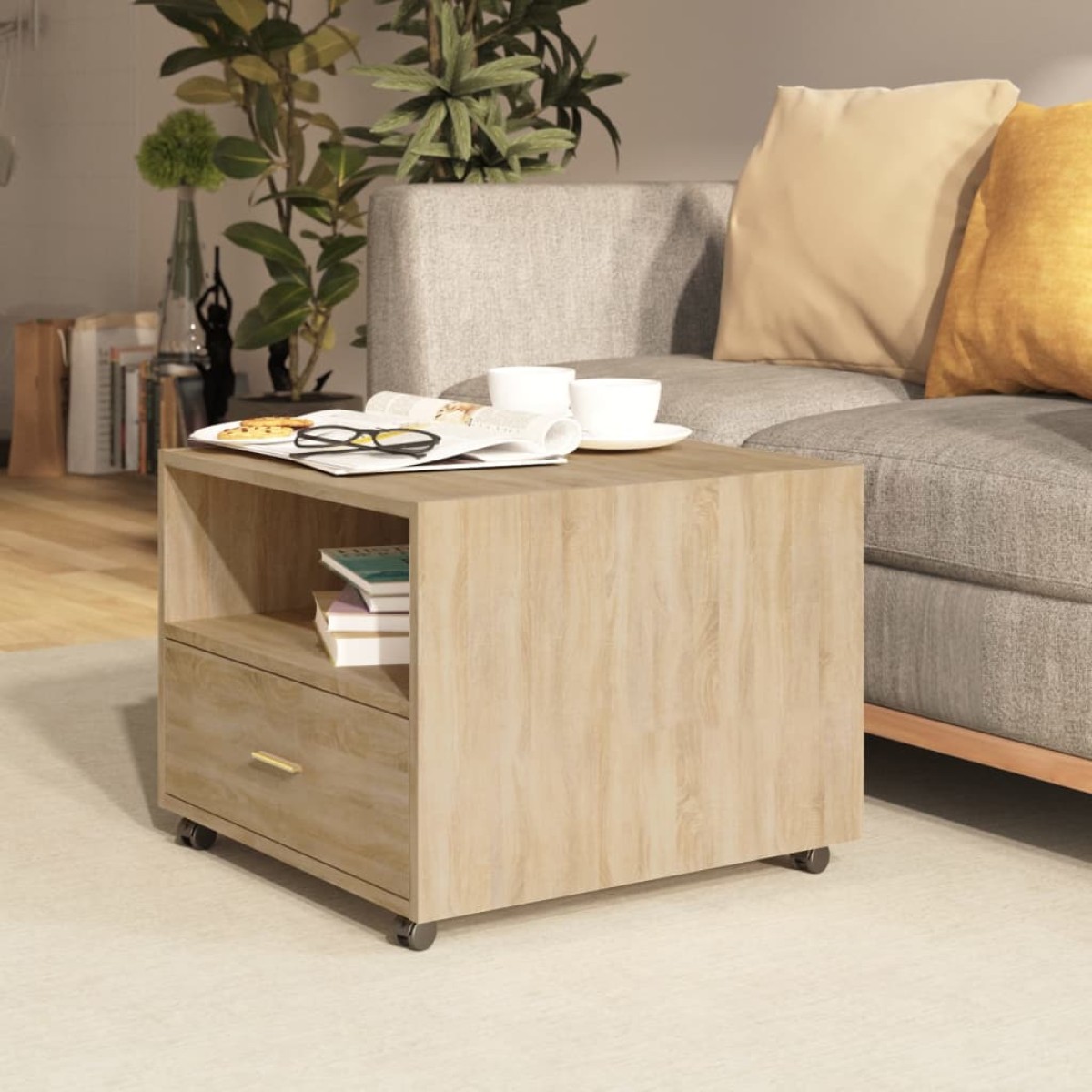 vidaXL Τραπεζάκι Σαλονιού Sonoma Δρυς 55 x 55 x 40 εκ. Επεξεργ. Ξύλο