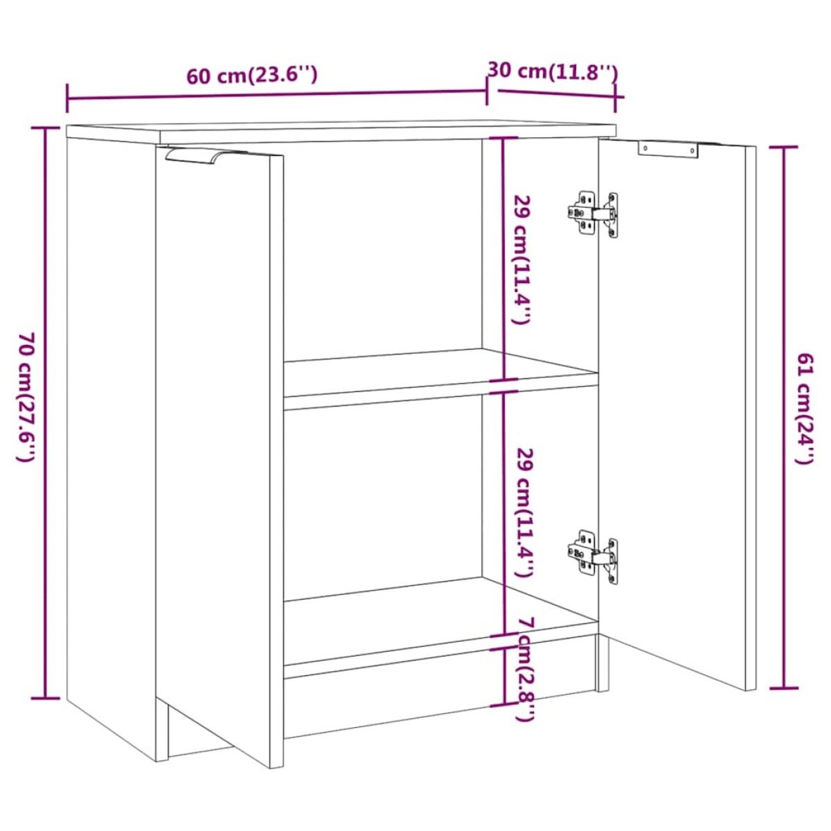 vidaXL Ντουλάπι Γκρι Σκυροδέματος 60 x 30 x 70 εκ. Επεξεργασμένο Ξύλο