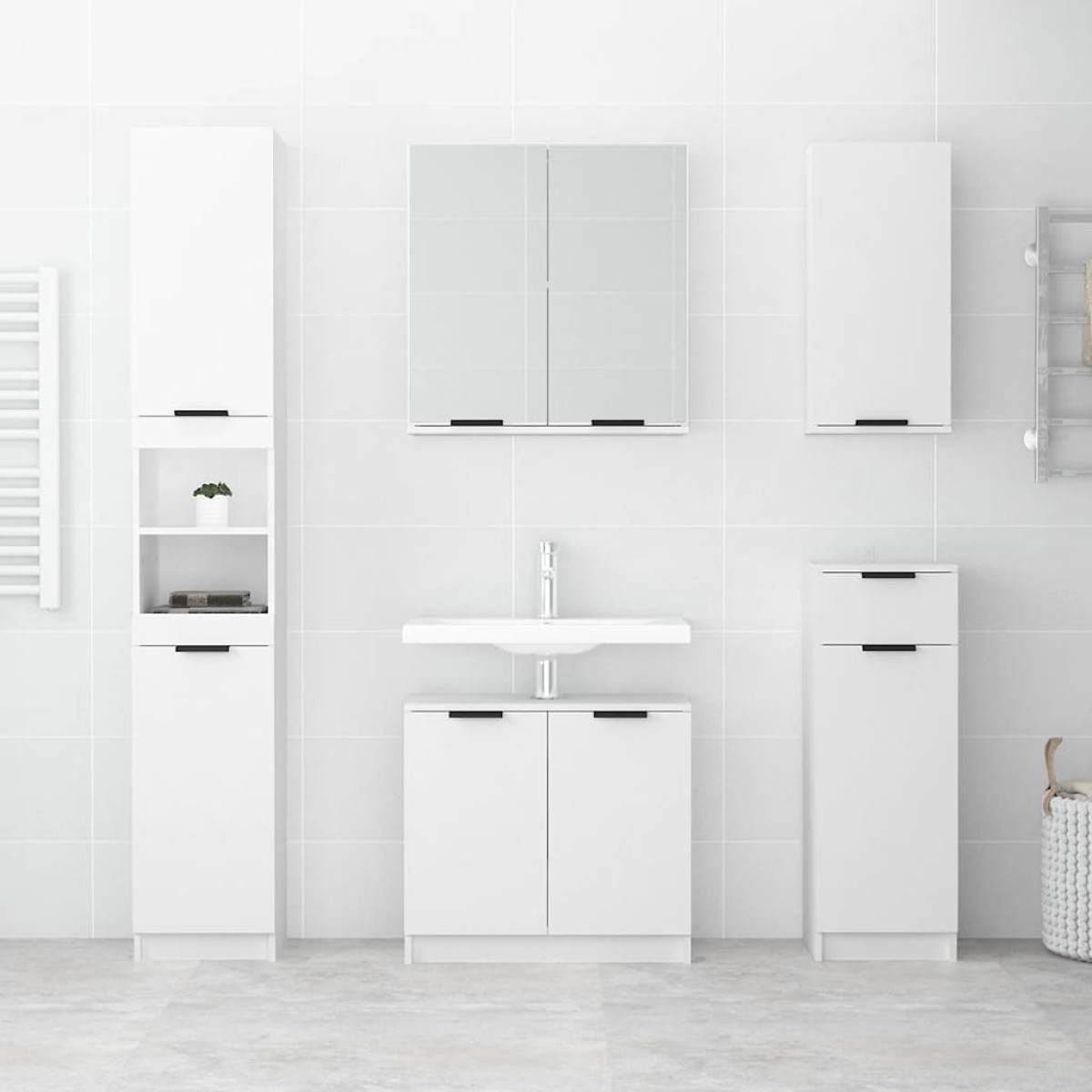 vidaXL Ντουλάπι Μπάνιου Λευκό 64,5 x 33,5 x 59 εκ. Επεξεργασμένο Ξύλο