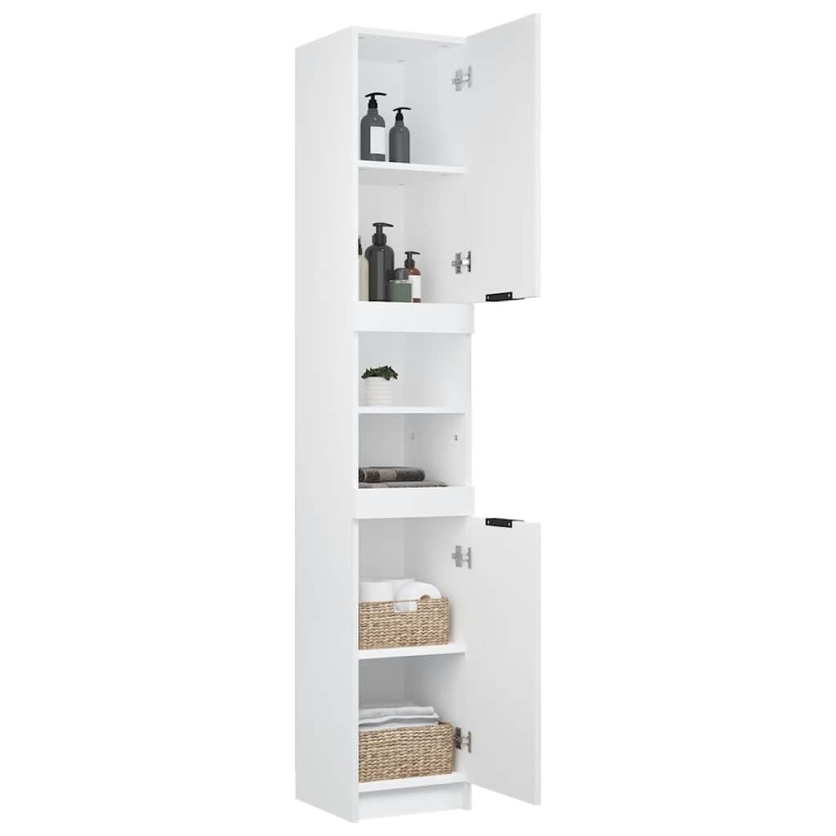 vidaXL Ντουλάπι Μπάνιου Λευκό 32 x 34 x 188,5 εκ. Επεξεργασμένο Ξύλο