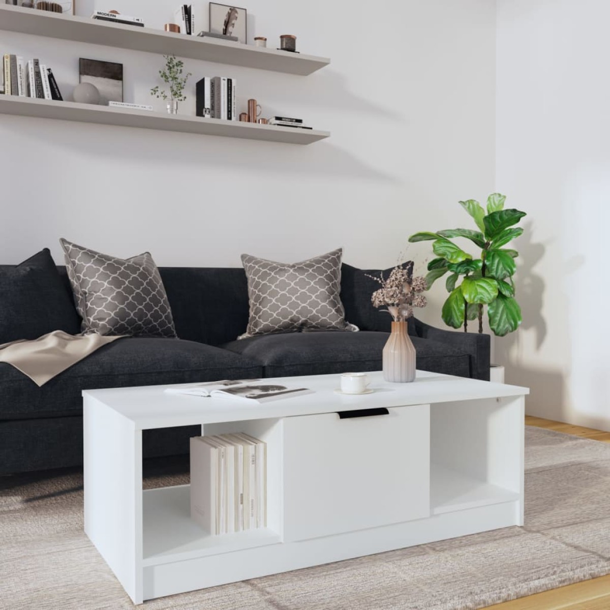 vidaXL Τραπεζάκι Σαλονιού Λευκό 102 x 50 x 36 εκ. Επεξεργασμένο Ξύλο