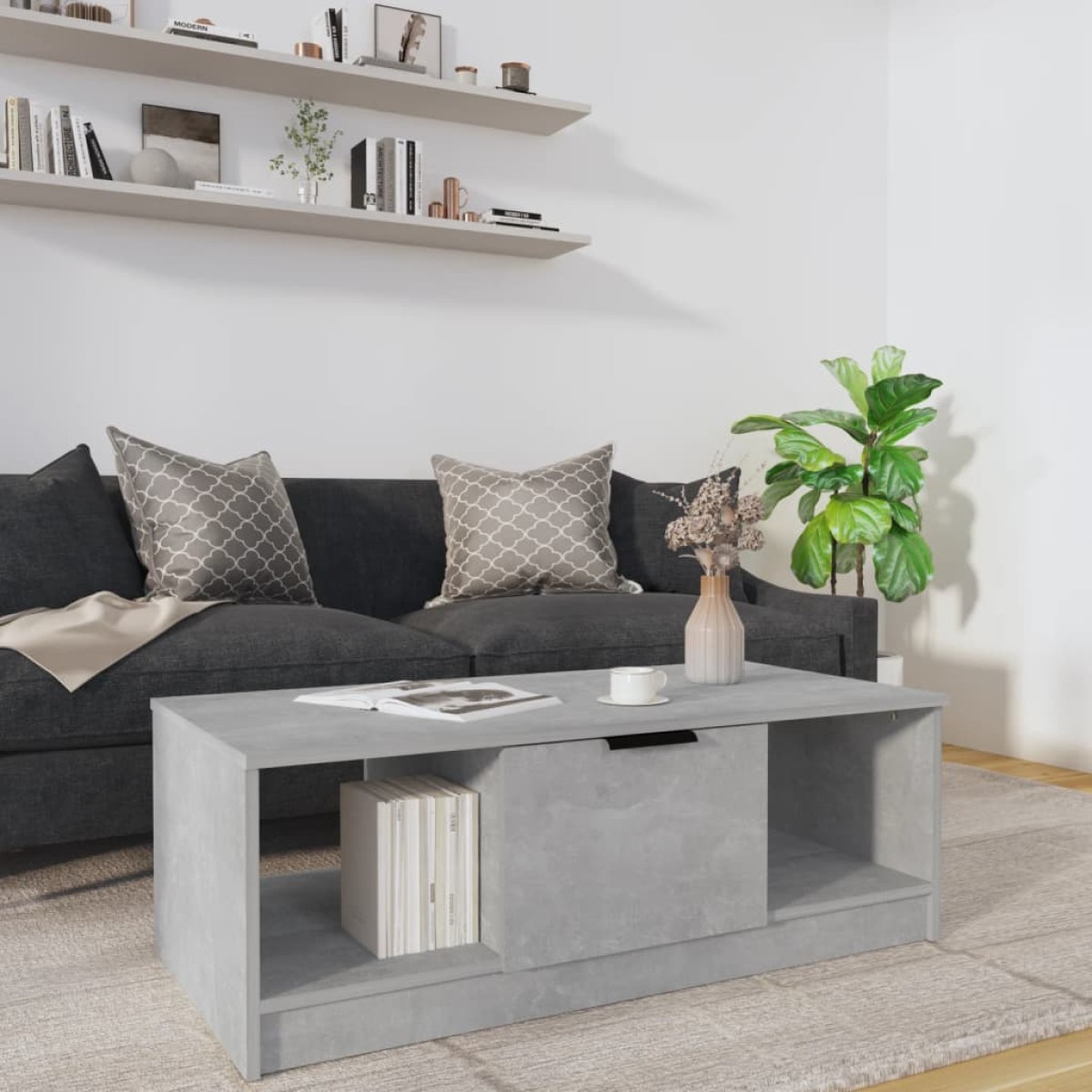 vidaXL Τραπεζάκι Σαλονιού Γκρι Σκυρ. 102x50x36 εκ. Επεξεργ. Ξύλο