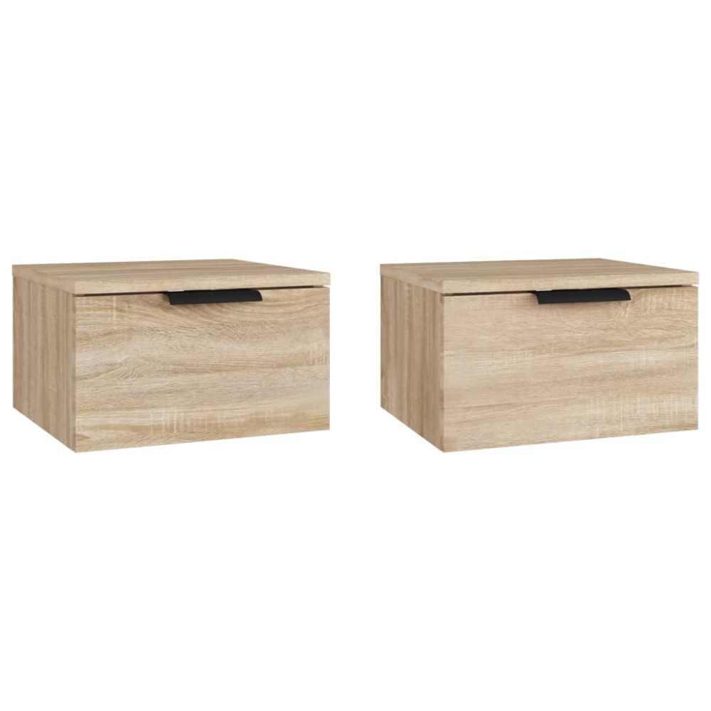 vidaXL Κομοδίνα Επιτοίχια 2 τεμ. Sonoma Δρυς 34 x 30 x 20 εκ.