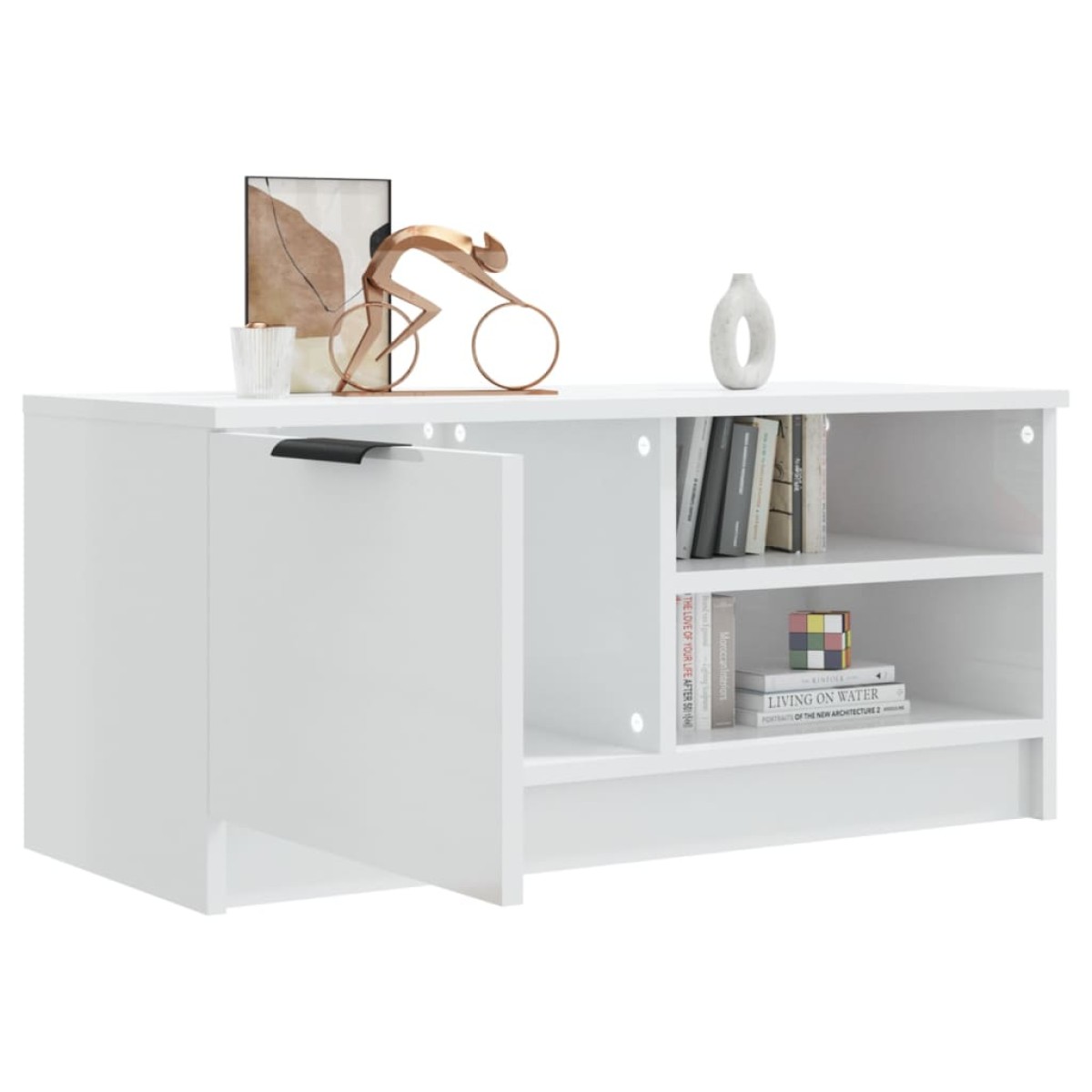 vidaXL Έπιπλο Τηλεόρασης Γυαλ. Λευκό 80x35x36,5 εκ. Επεξεργασμένο Ξύλο