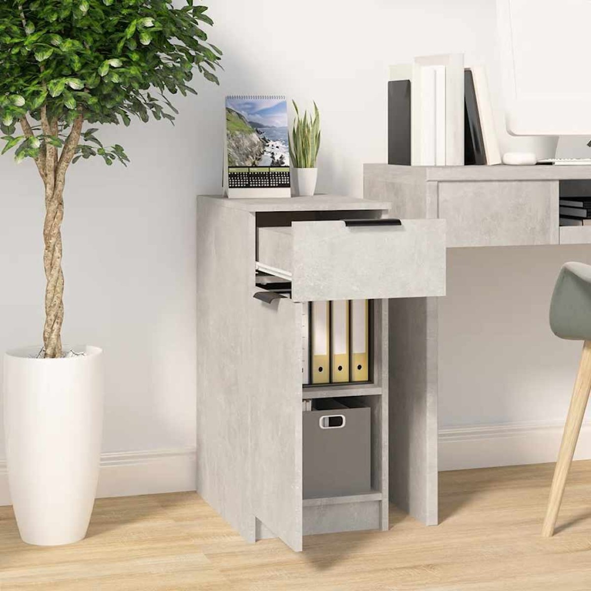 vidaXL Ντουλάπι Γραφείου Γκρι Σκυροδ. 100x50x75 εκ. Επεξεργασμένο Ξύλο