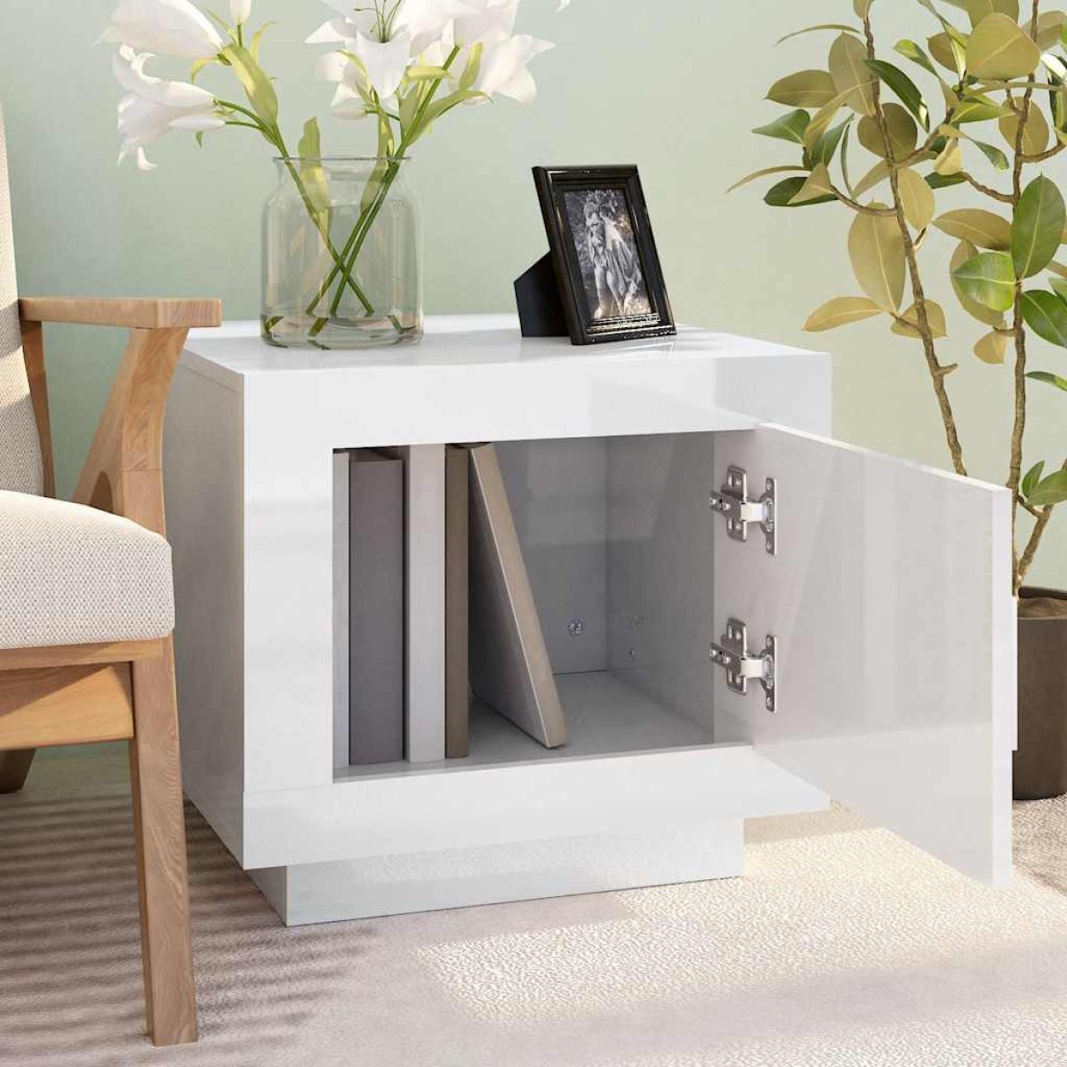 vidaXL Τραπεζάκι Σαλονιού Γυαλιστερό Λευκό 51x50x45 εκ. Επεξεργ. Ξύλο