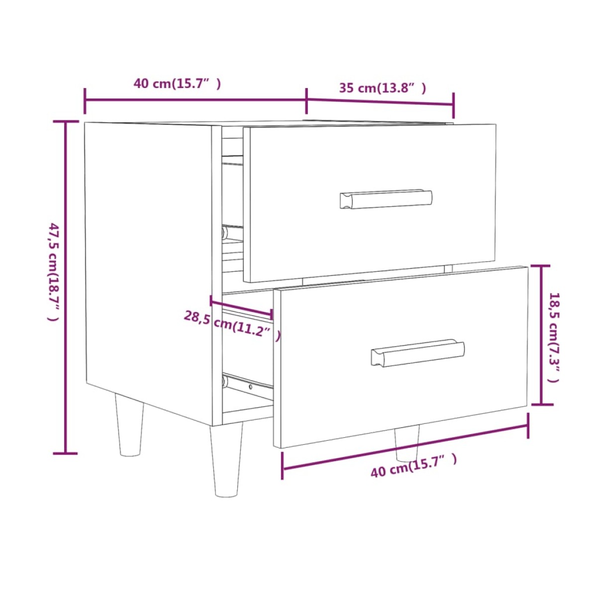 vidaXL Κομοδίνο Sonoma Δρυς 40 x 35 x 47,5 εκ.