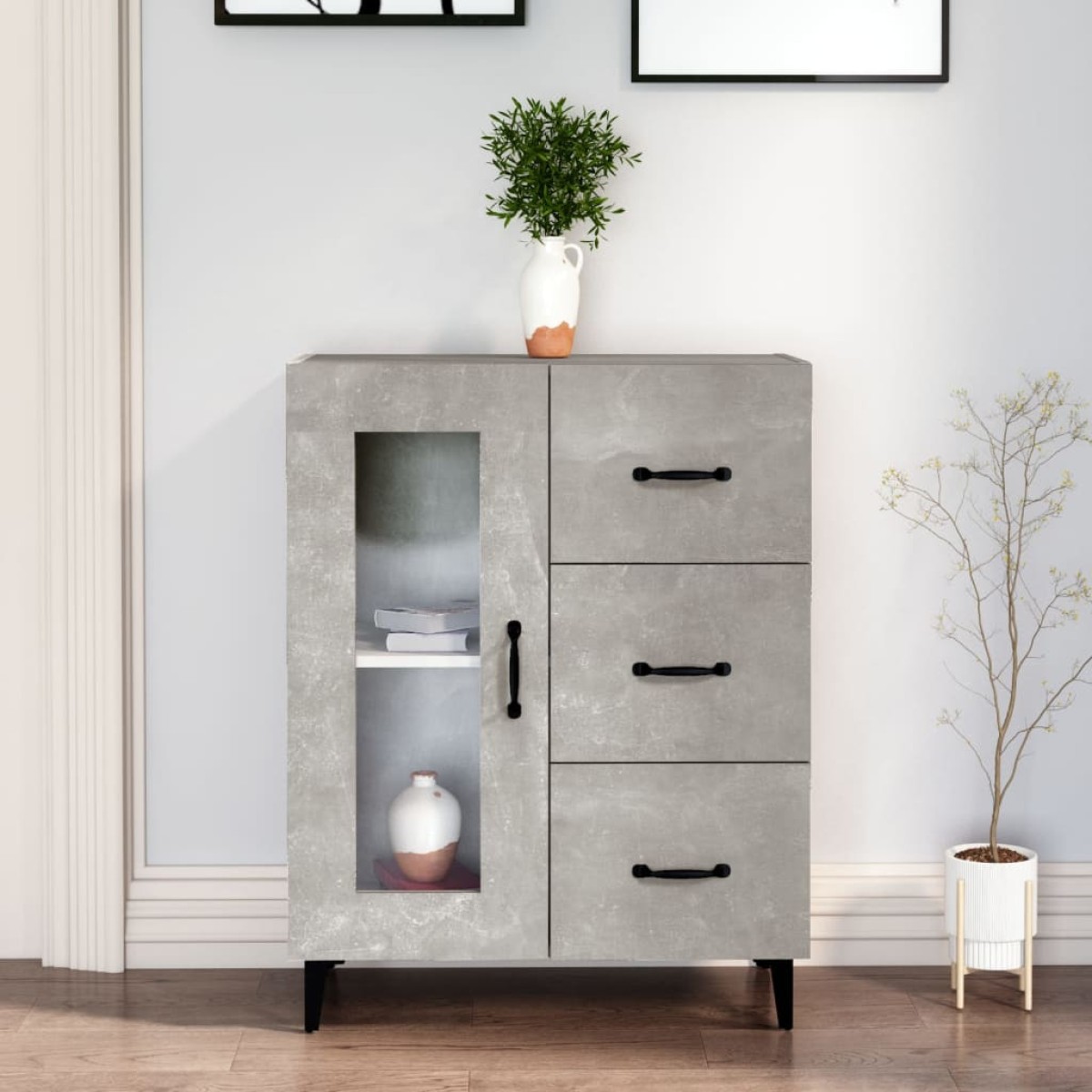 vidaXL Ντουλάπι Γκρι Σκυροδέματος 69,5x34x90 εκ. Επεξεργασμένο Ξύλο