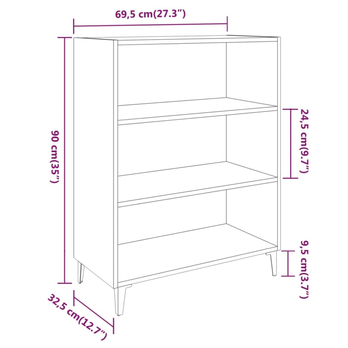 vidaXL Ντουλάπι Γκρι Σκυροδέματος 69,5x32,5x90 εκ. Επεξεργασμένο Ξύλο