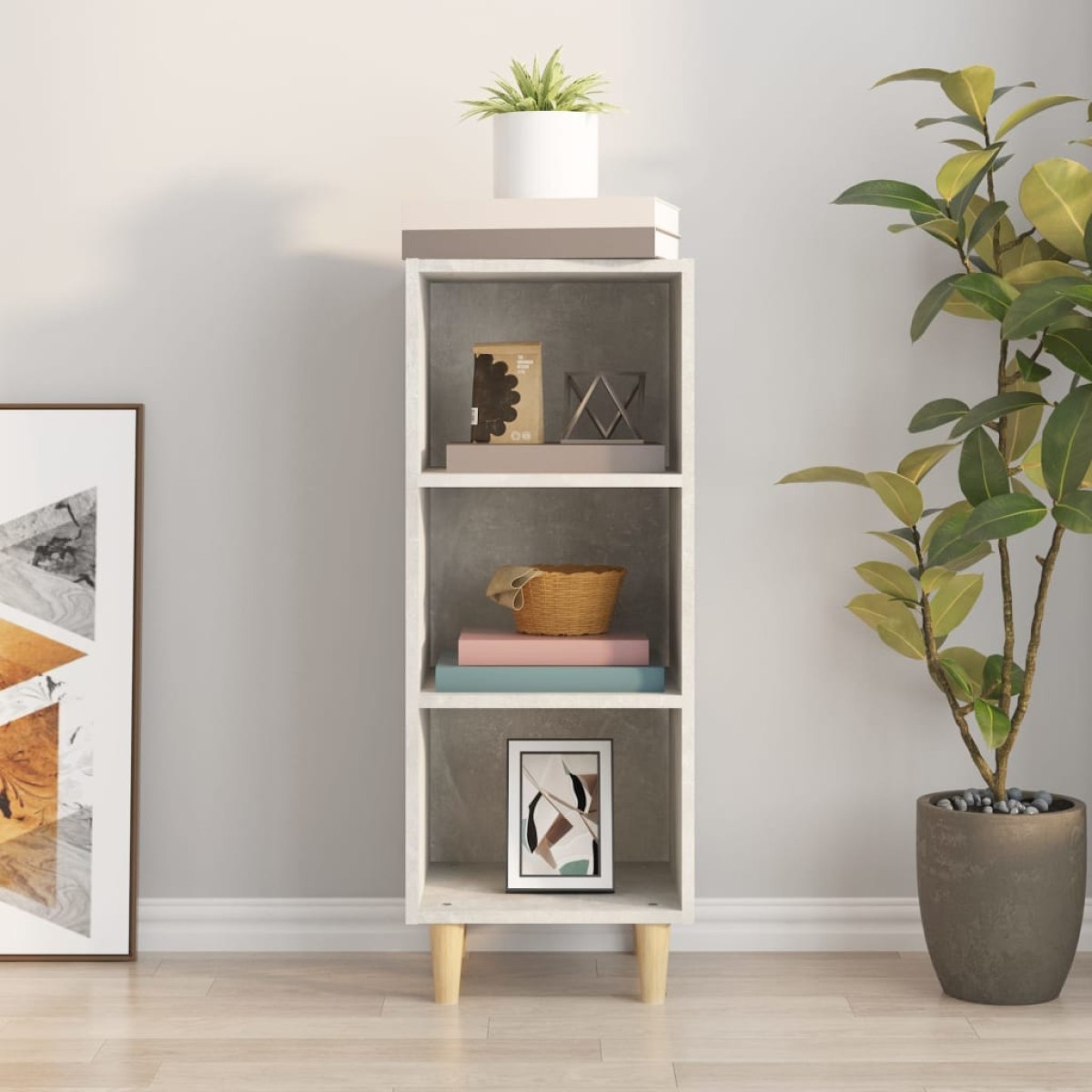 vidaXL Ντουλάπι Γκρι Σκυροδέματος 34,5x32,5x90 εκ. Επεξεργασμένο Ξύλο