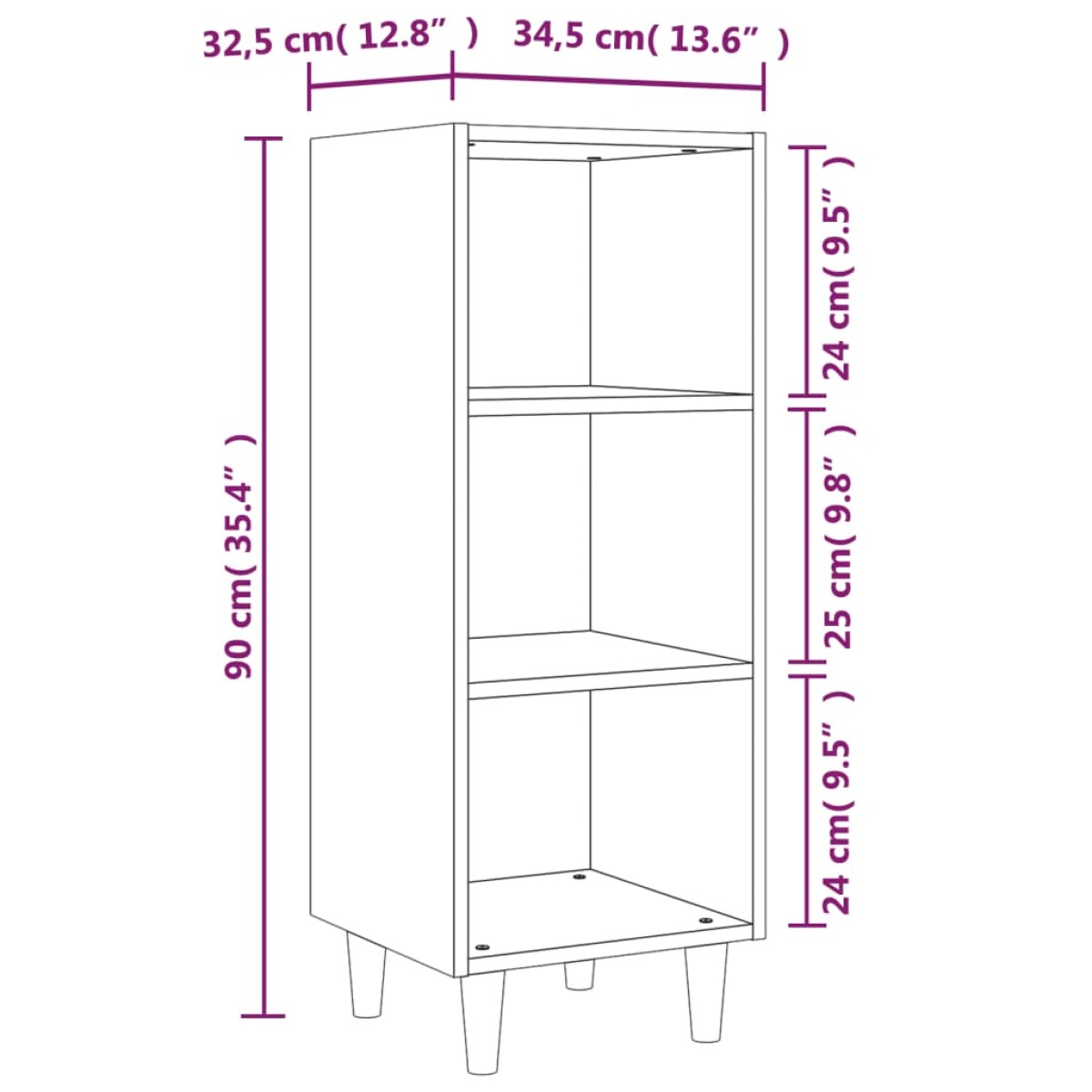vidaXL Ντουλάπι Γκρι Σκυροδέματος 34,5x32,5x90 εκ. Επεξεργασμένο Ξύλο