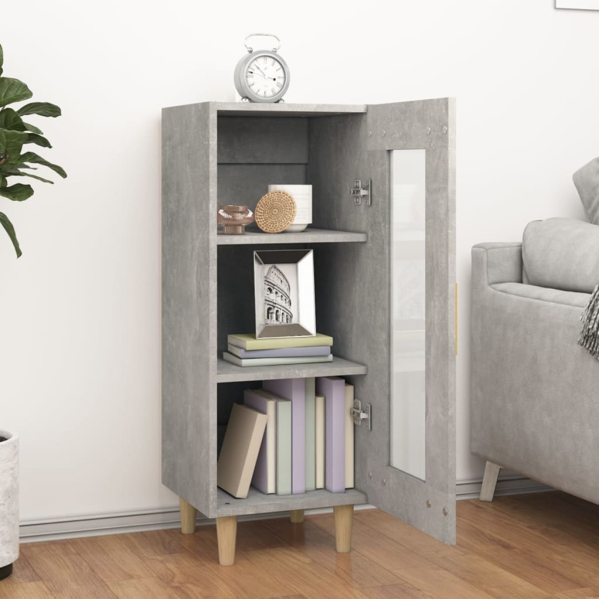 vidaXL Ντουλάπι Γκρι Σκυροδέματος 34,5x34x90 εκ. Επεξεργασμένο Ξύλο