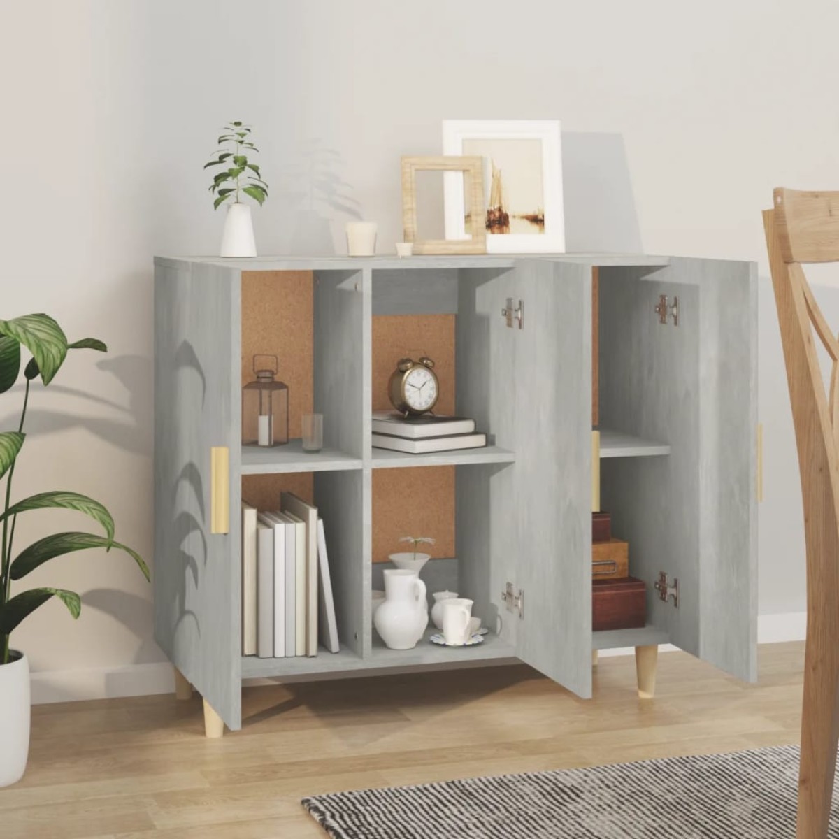 vidaXL Ντουλάπι Γκρι Σκυροδέματος 90x34x80 εκ. Επεξεργασμένο Ξύλο
