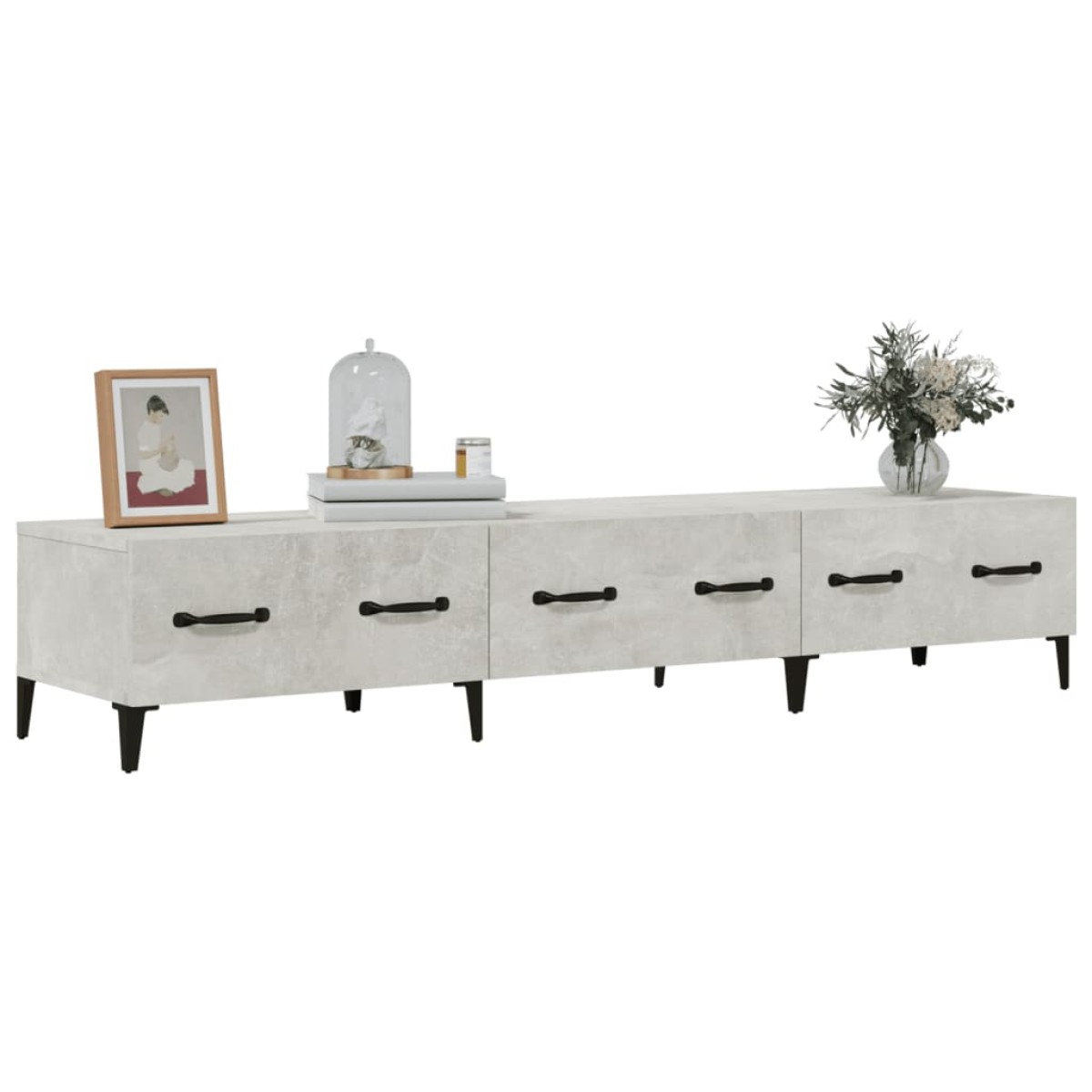 vidaXL Έπιπλο Τηλεόρασης Γκρι Σκυροδέματος 150x34,5x30 εκ. Επεξ. Ξύλο