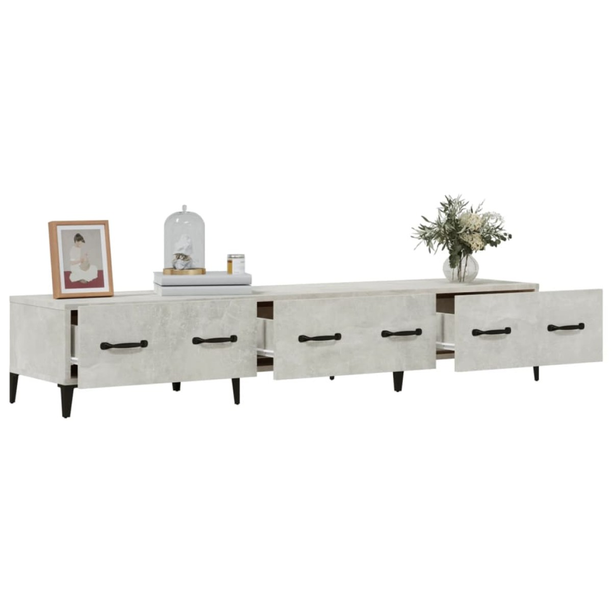 vidaXL Έπιπλο Τηλεόρασης Γκρι Σκυροδέματος 150x34,5x30 εκ. Επεξ. Ξύλο