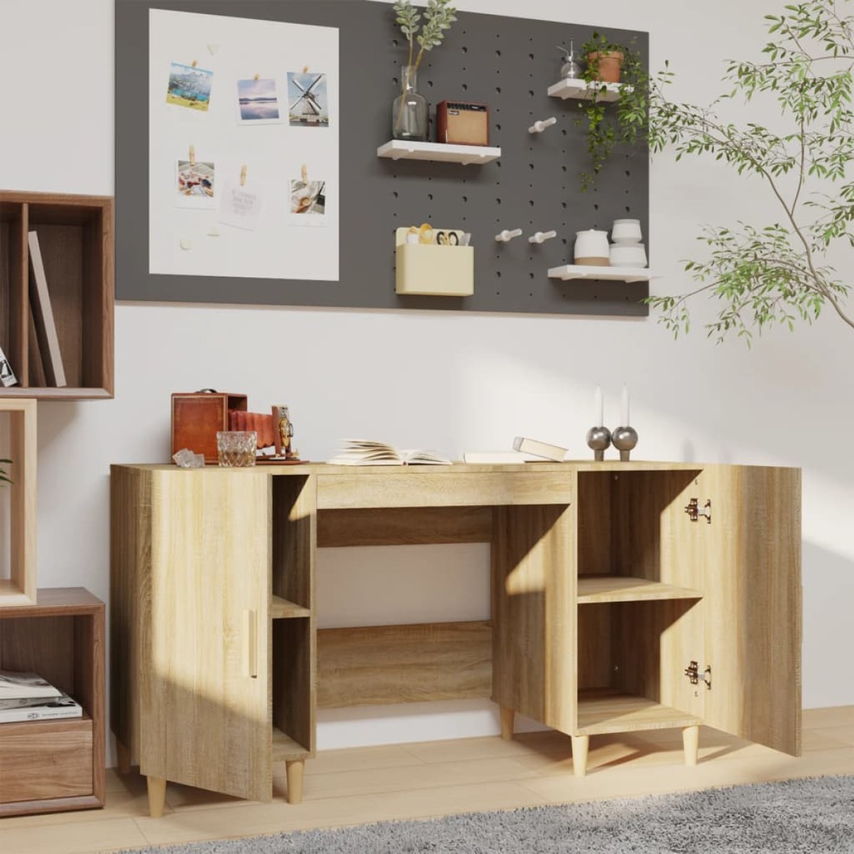 vidaXL Γραφείο Sonoma Δρυς 140 x 50 x 75 εκ. από Επεξεργασμένο Ξύλο