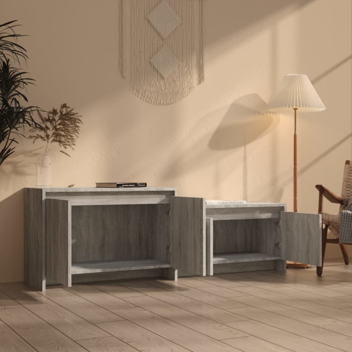 vidaXL Έπιπλο Τηλεόρασης Γκρι Sonoma 146,5x35x50εκ. από Μοριοσανίδα