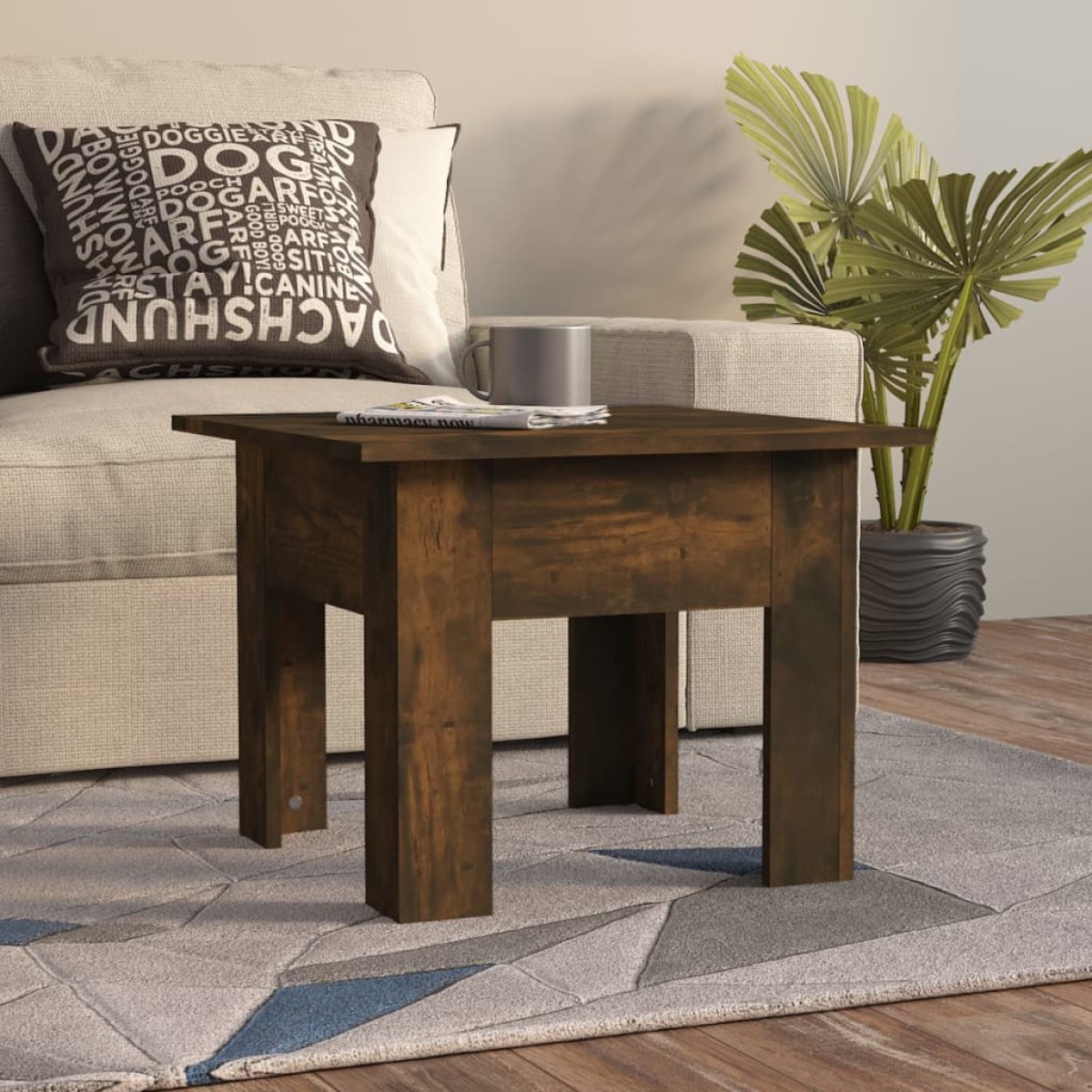 vidaXL Τραπεζάκι Σαλονιού Καπνιστή Δρυς 55 x 55 x 42 εκ. Μοριοσανίδα