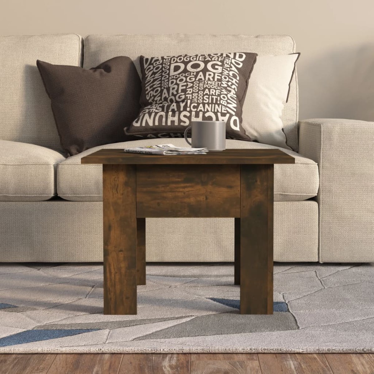 vidaXL Τραπεζάκι Σαλονιού Καπνιστή Δρυς 55 x 55 x 42 εκ. Μοριοσανίδα