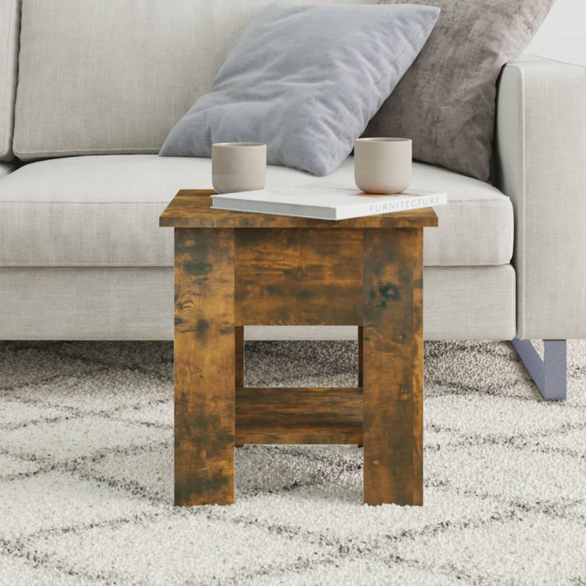 vidaXL Τραπεζάκι Σαλονιού Καπνιστή Δρυς 40 x 40 x 42 εκ από Συνθ. Ξύλο