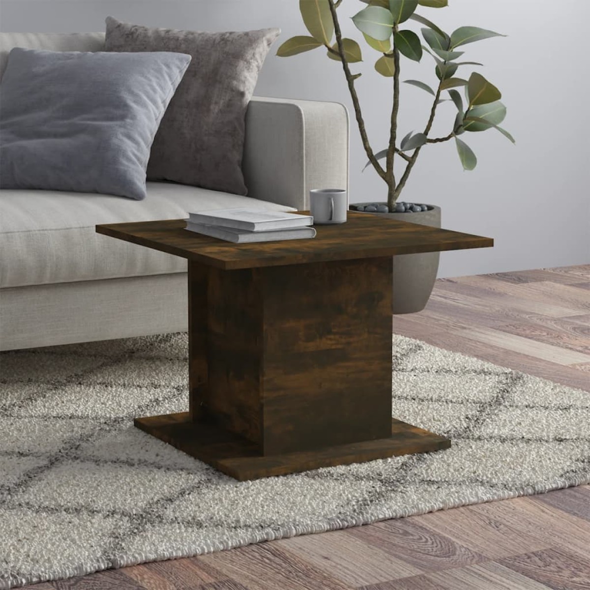 vidaXL Τραπεζάκι Σαλονιού Καπνιστή Δρυς 55,5x55,5x40 εκ. Μοριοσανίδα