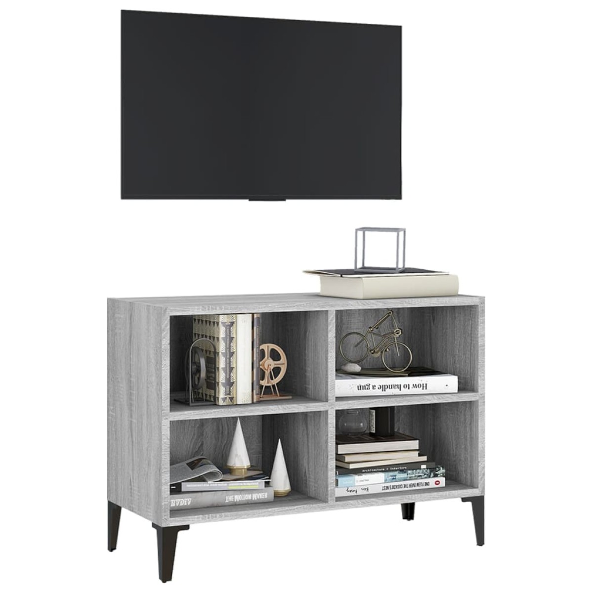 vidaXL Έπιπλο Τηλεόρασης Γκρι Sonoma 69,5x30x50 εκ. με Μεταλλικά Πόδια