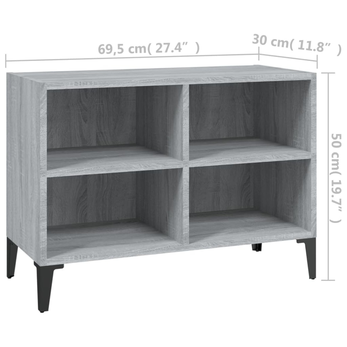 vidaXL Έπιπλο Τηλεόρασης Γκρι Sonoma 69,5x30x50 εκ. με Μεταλλικά Πόδια