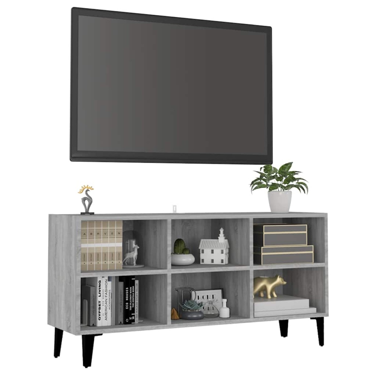 vidaXL Έπιπλο Τηλεόρασης Γκρι 103,5 x 30 x 50 εκ. με Μεταλλικά Πόδια Sonoma