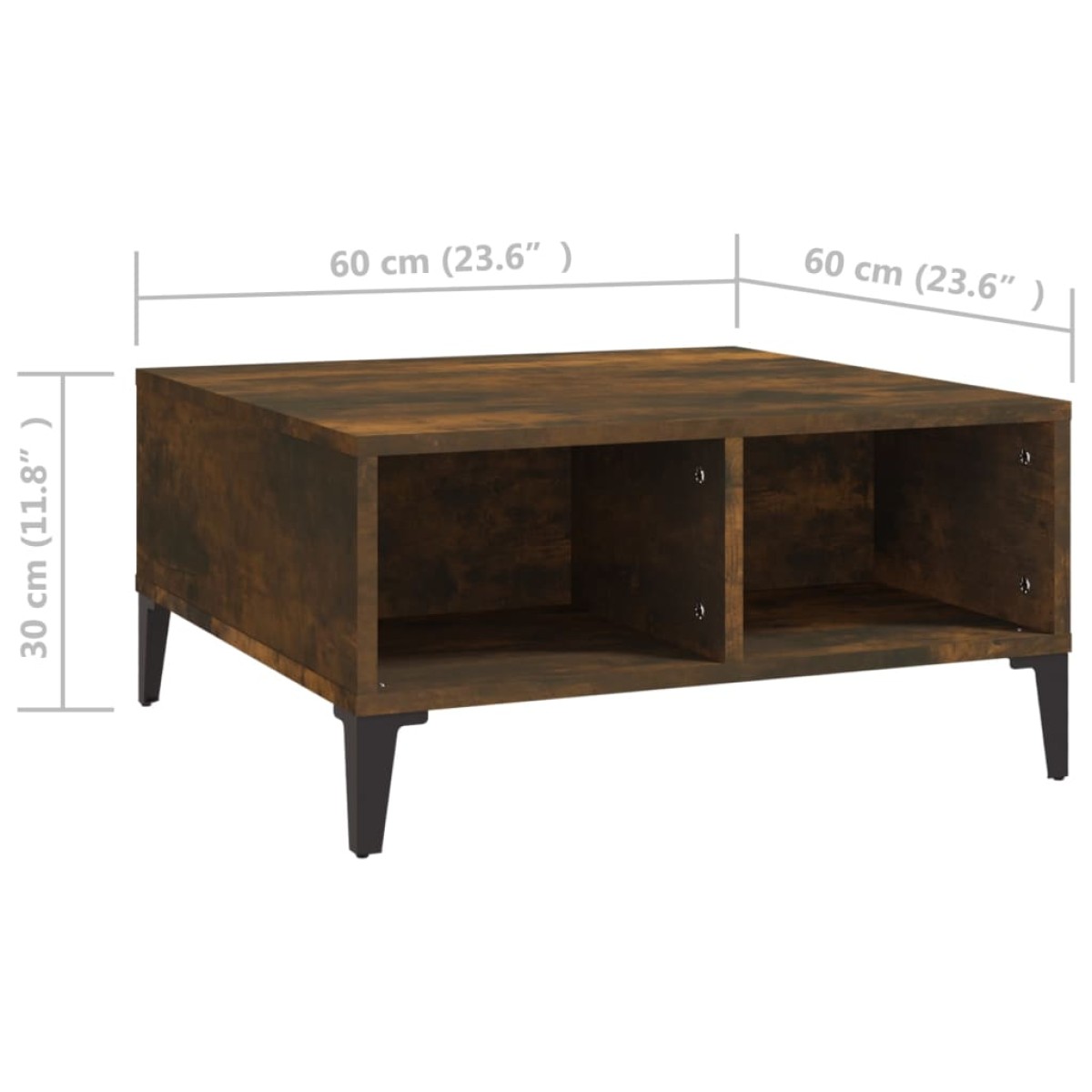 vidaXL Τραπεζάκι Σαλονιού Καπνιστή Δρυς 60x60x30 εκ. από Μοριοσανίδα